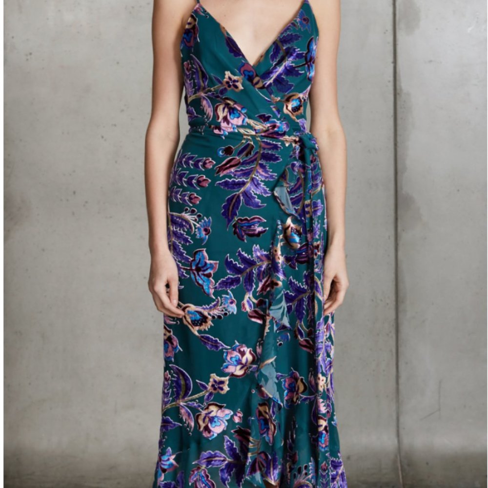 PatBo Burnout Velvet Midi Dress Size 4